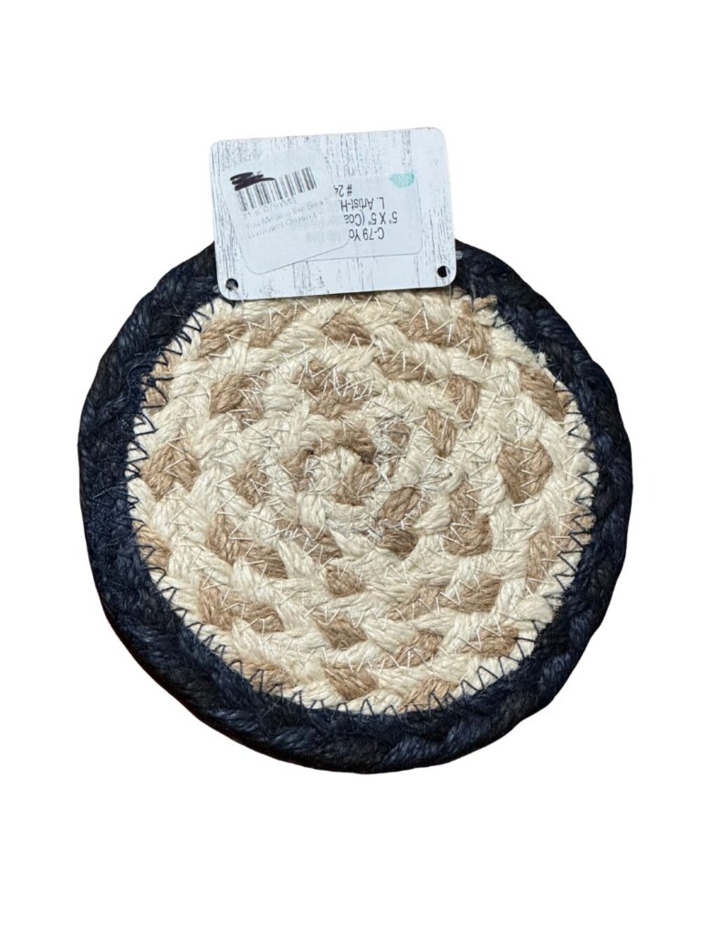 Earth Rugs You, Me and the Sea Braided Jute Coaster 5" Coastal Nautical NWT - Picture 4 of 4